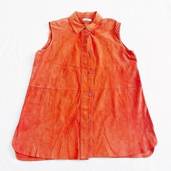 Dessa Collection Suede Sleeveless Button Down Top SZ M - Picture 6 of 6